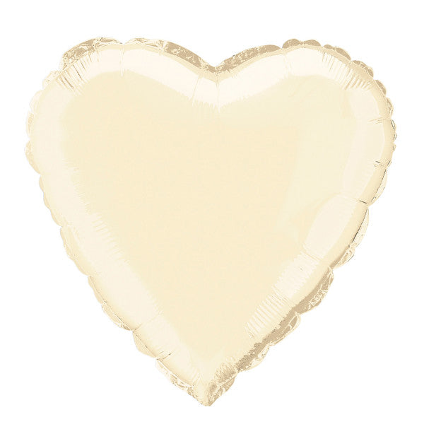 Ivory Solid Heart Foil Balloon 18"