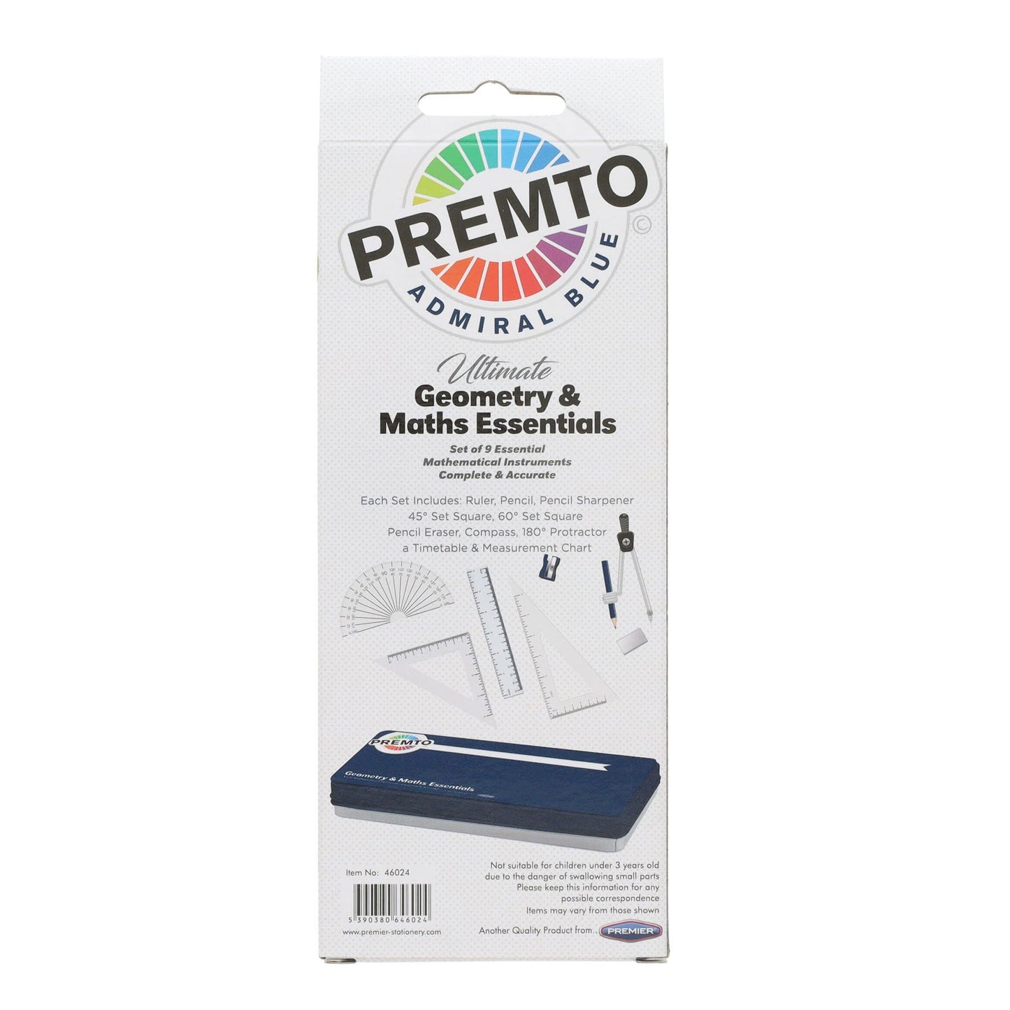 9 Piece Admiral Blue Maths Set By Premto