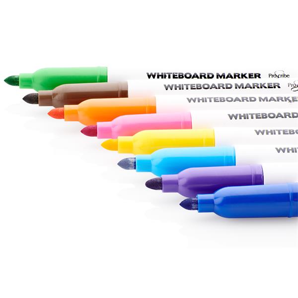 Pack of 8 Assorted White Board Marker Pens by Pro:scribe