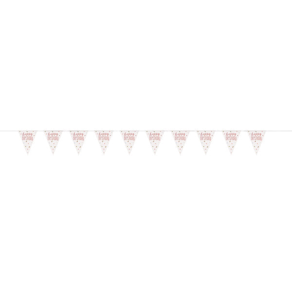 9ft Rose Gold Prismatic Plastic Flag Banner "Happy Birthday"