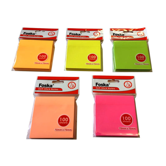 75x75mm Neon Self Sticky Notes - 100 Sheets