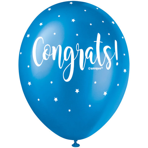 Pack of 5 Congrats 12" Pearlised Latex Balloons