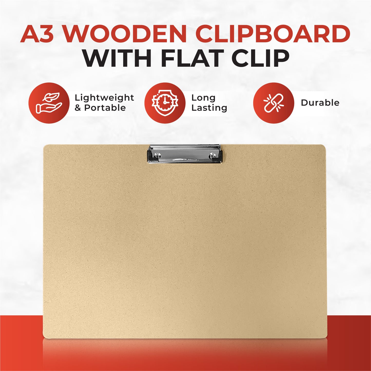 A3 Wooden Clipboard with Flat Clip