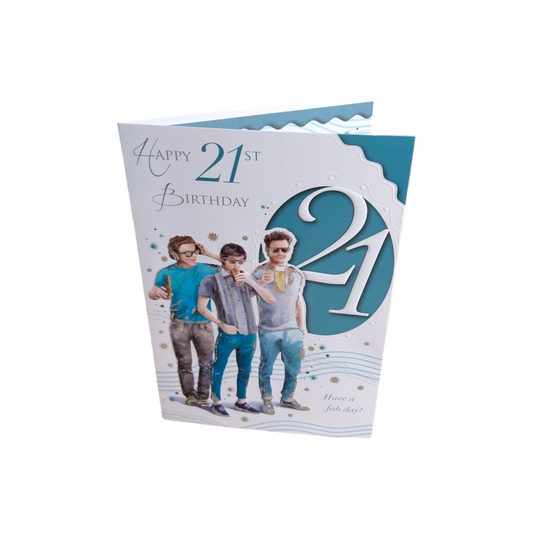 Happy 21st Birthday Cool Boys Design Open Male Celebrity Style Card