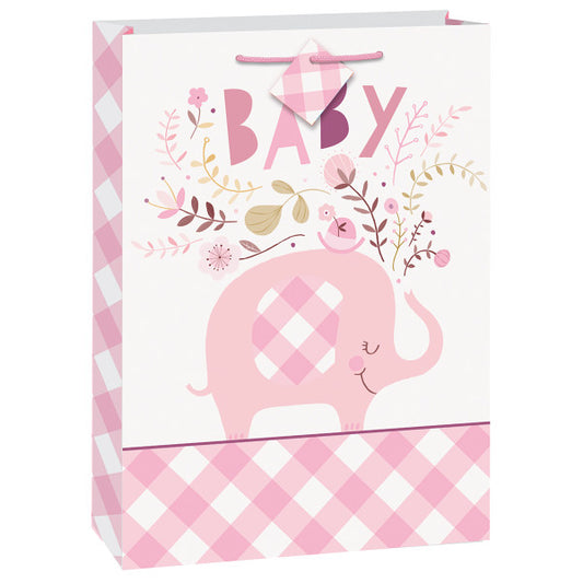 Pink Floral Elephant Jumbo Gift Bag