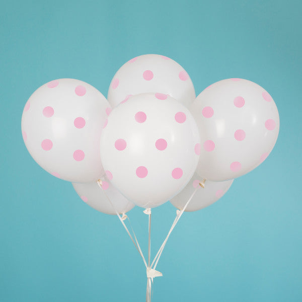 Pack of 6 Lovely Pink Dots 12" Latex Balloons