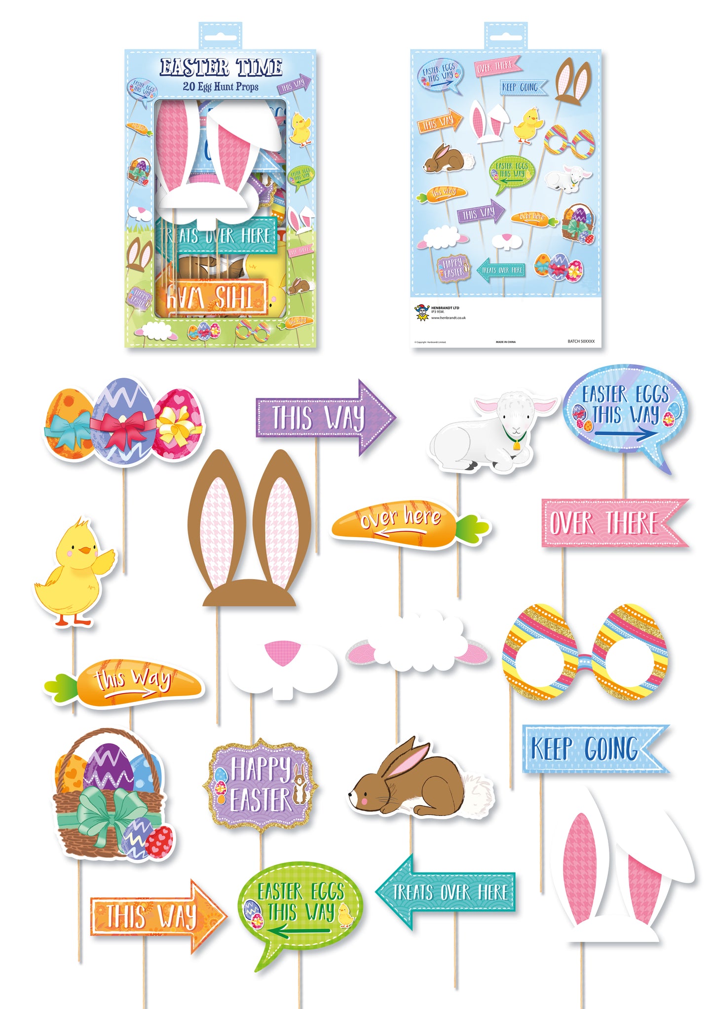 Pack of 20 Pieces Easter Hunt Props with Sticks