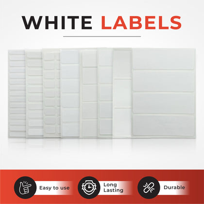 Pack of 70 White 19x38mm Rectangular Labels - Adhesive Stickers