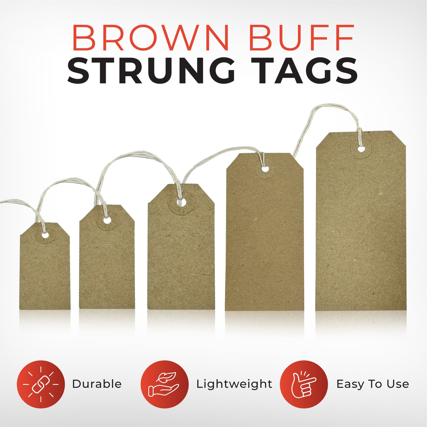 Box of 1000 Brown Buff Strung Tags 120mm x 60mm