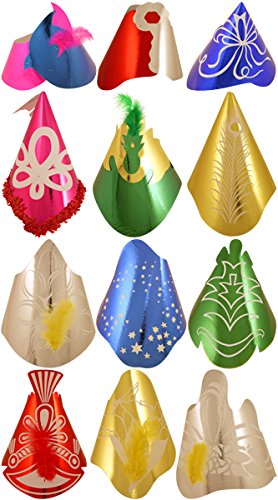 Pack of 50 Assorted Colours and Design Foil Party Hats