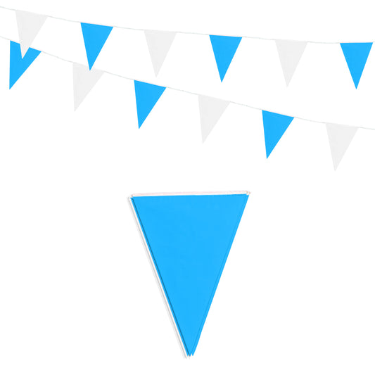 White Baby Blue Alternate Bunting 10m with 20 Pennants