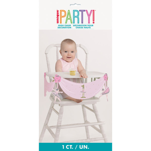 Ballerina Pink & Gold 1st Birthday High Chair Decorating Kit