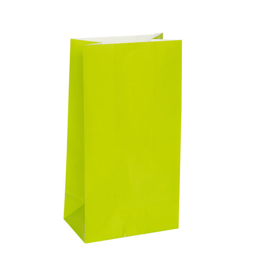 Pack of 12 Lime Green Paper Party Bags