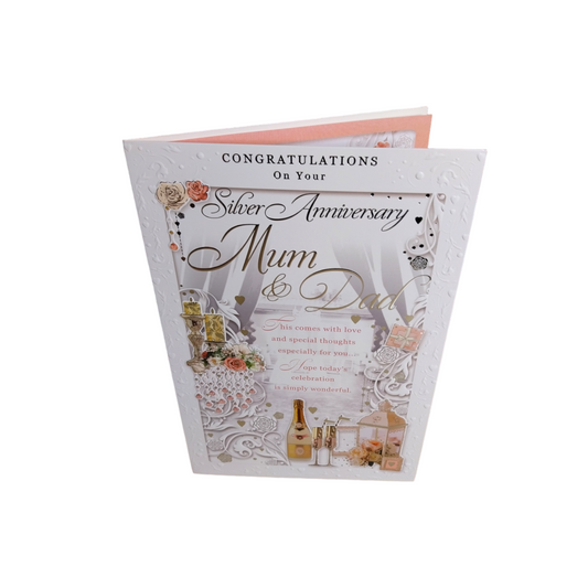 Congratulations On Your Silver Anniversary Mum & Dad Opacity Card