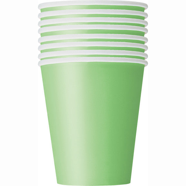 Pack of 8 Lime Green Solid 9oz Paper Cups