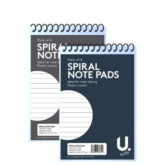 Pack of 4 6"x4" 34 Sheets Spiral Note Pads