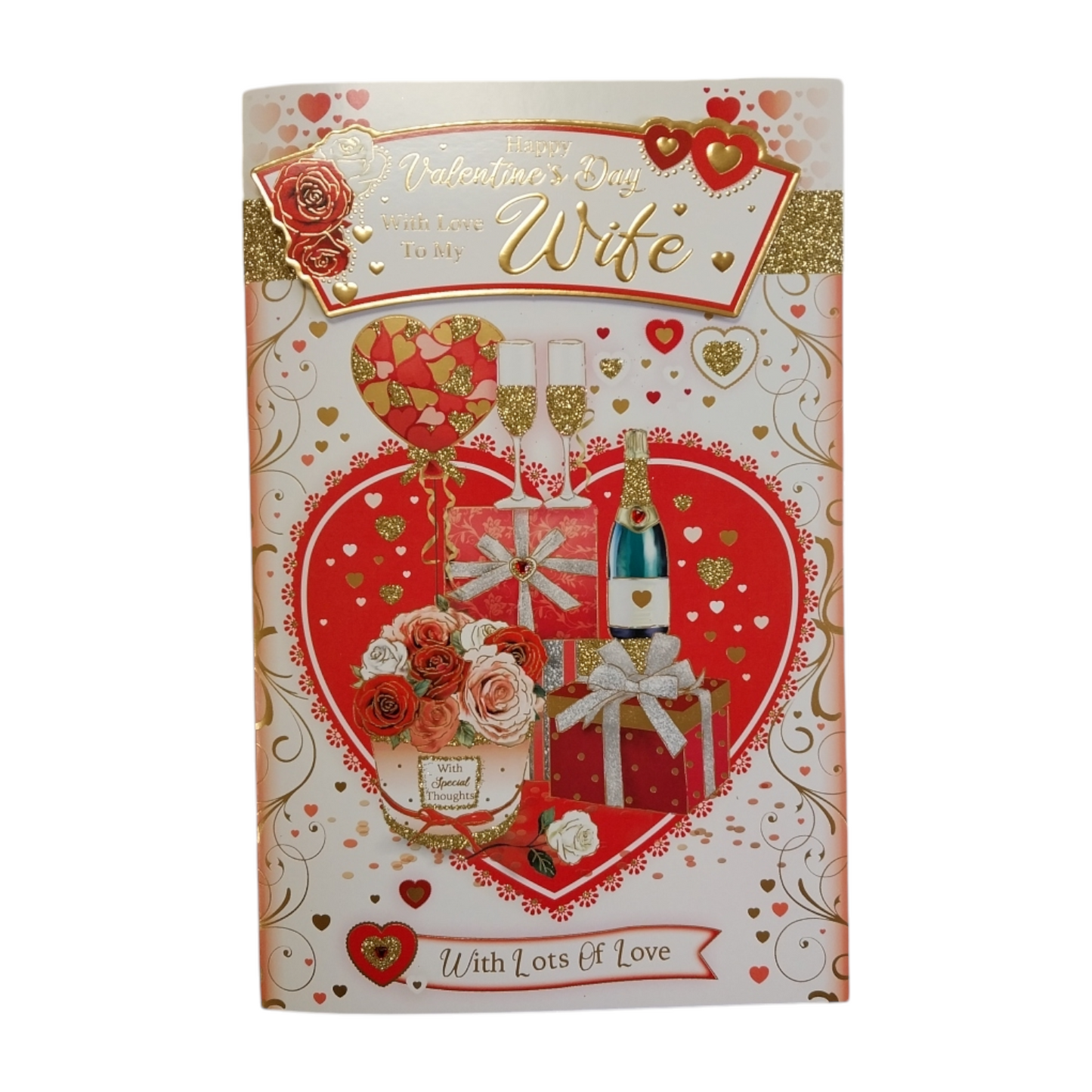 For Wife Red Heart Design With Special Thought Valentine's Day Boxed Card