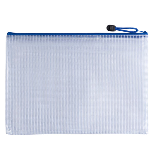 Pack of 12 A4 Blue PVC Mesh Zip Bags