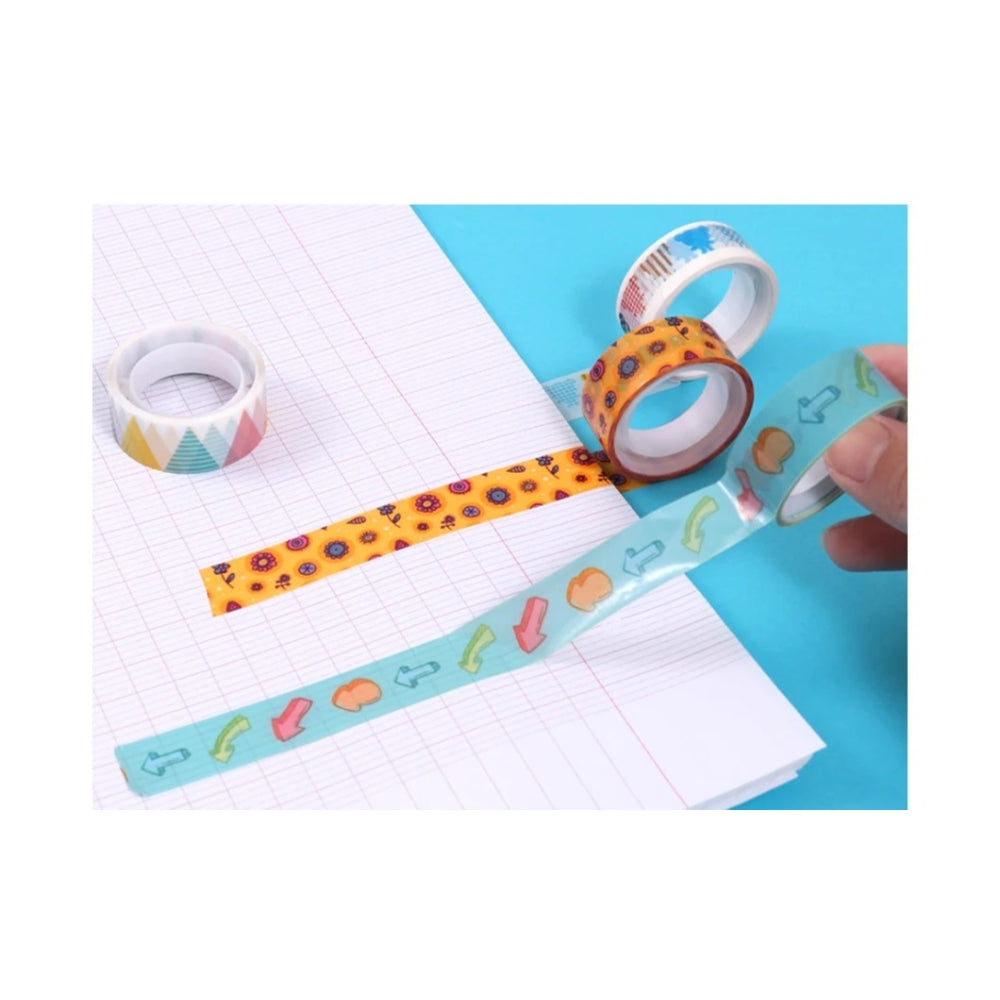 Pack of 8 Fancy Colour Cartoon Washi Tapes 1.5cm x 5m