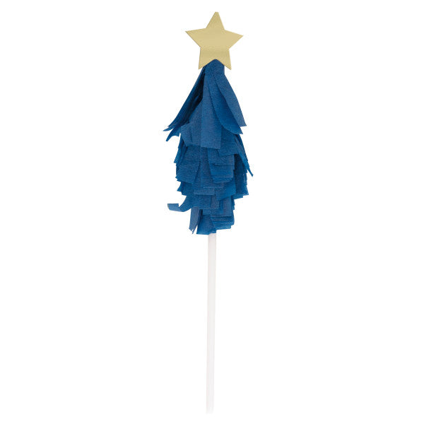 Pack of 6 Vibrant Christmas Tree Shaped Cake Toppers