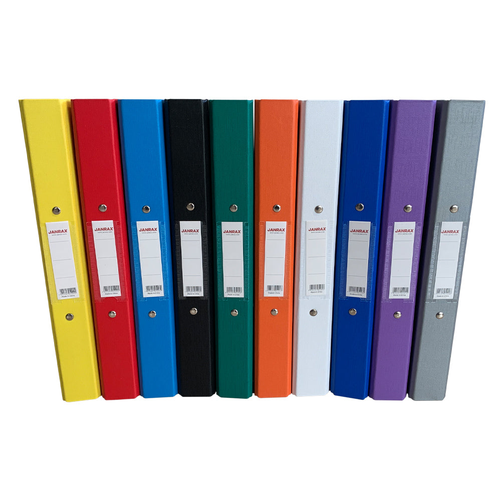 Pack of 10 A4 Assorted Colour Paper Over Board Ring Binders by Janrax