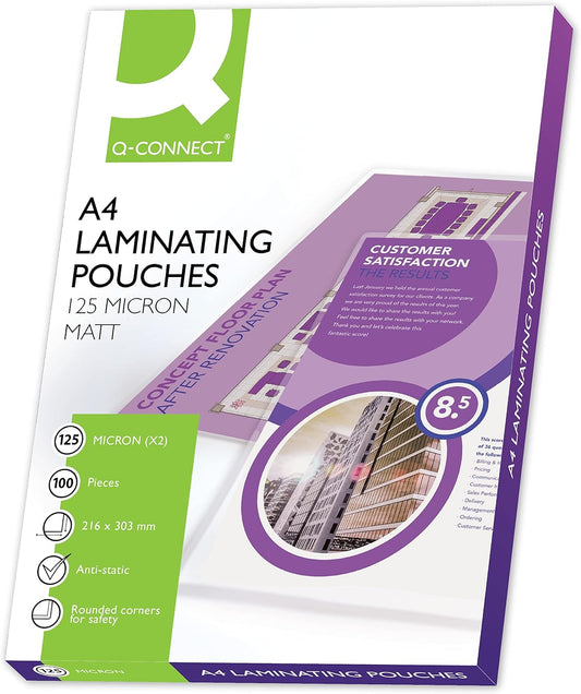 Pack of 100 A4 250 Micron (125 micron each side) Matt Laminating Pouches