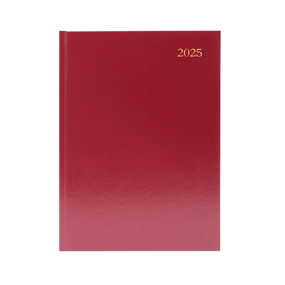 Janrax 2025 A5 2 Days Per Page Burgundy Desk Diary