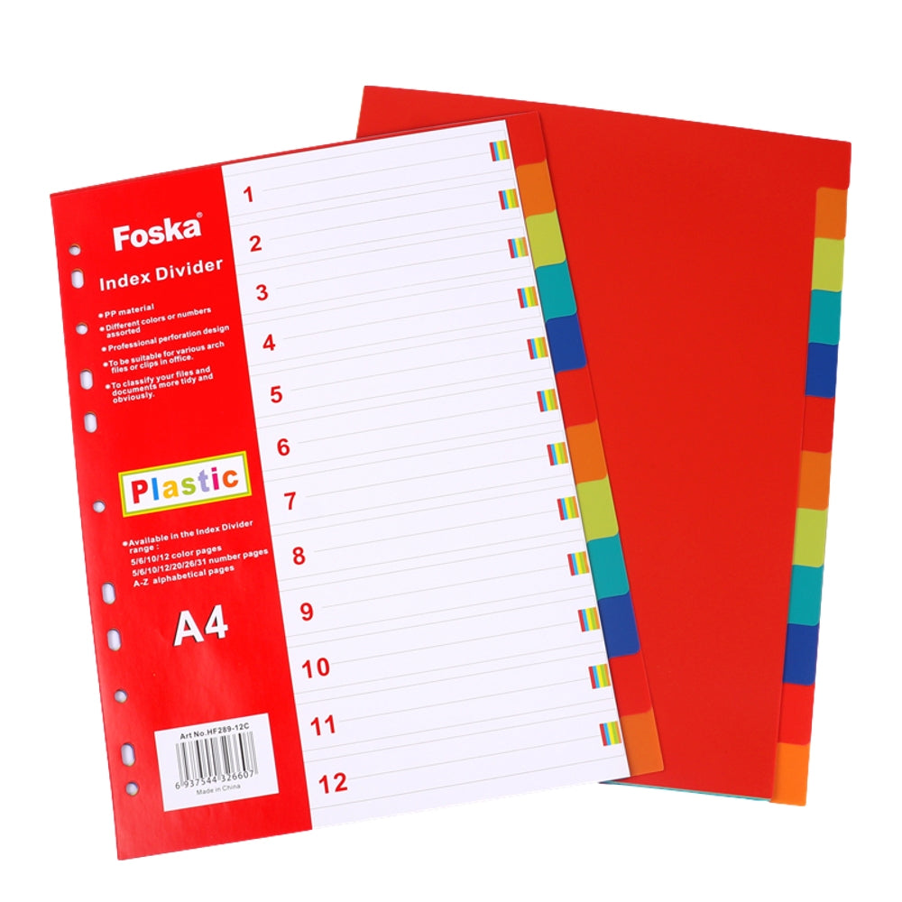 A4 12 Part Plastic Index Divider