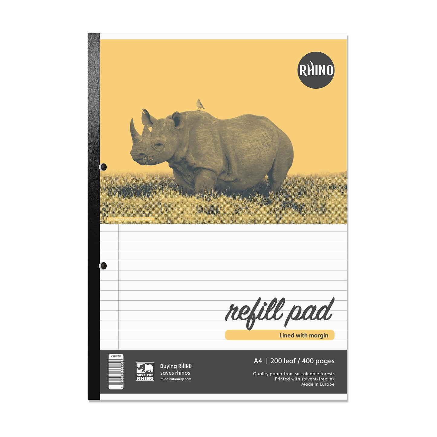 Rhino A4 200 Leaf 8mm Lined with Margin Refill Pad