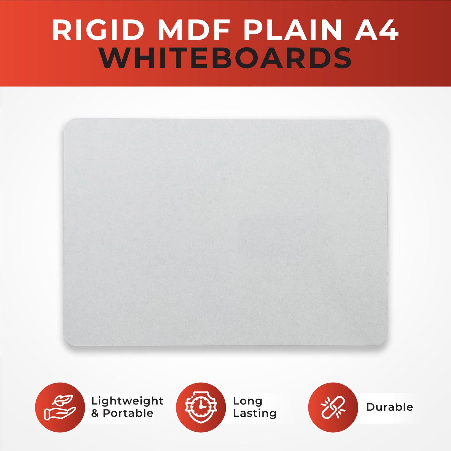 Pack of 6 Rigid MDF Plain A4 Whiteboards