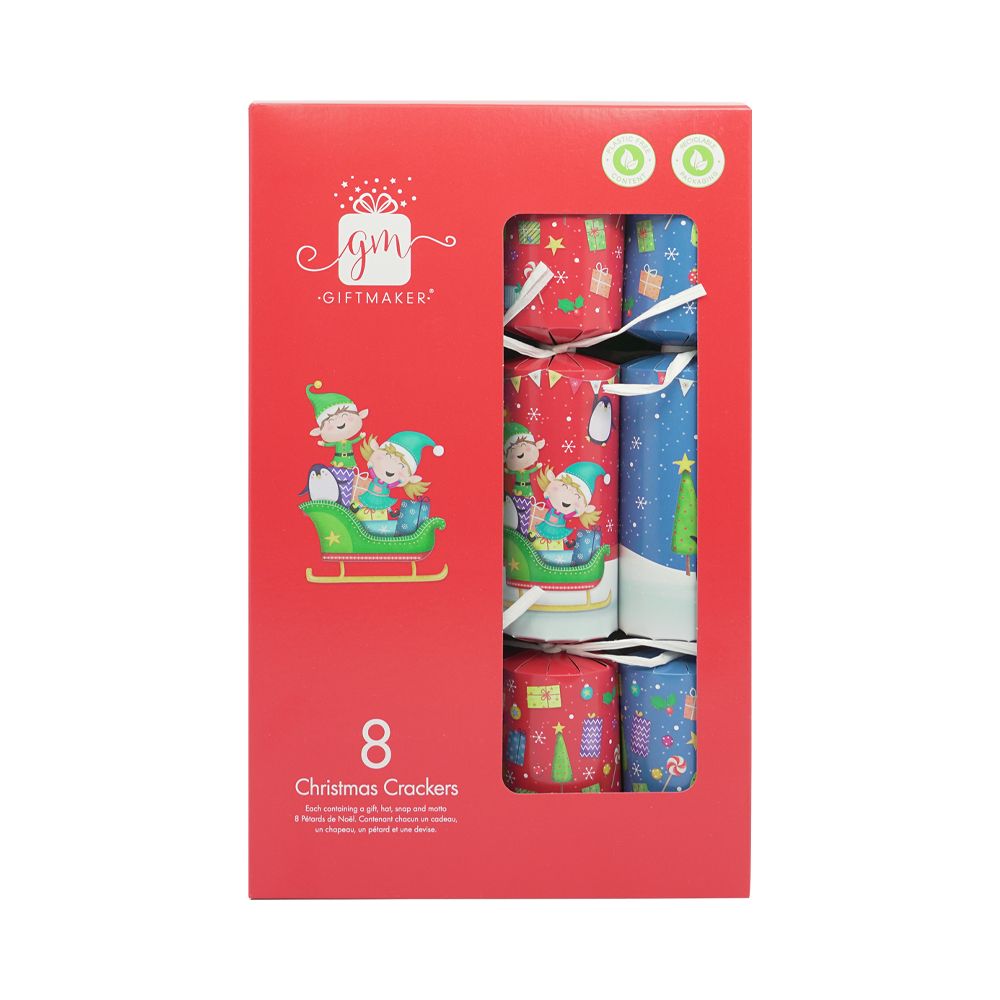 Pack of 8 12" Novelty Characters Design Christmas Crackers