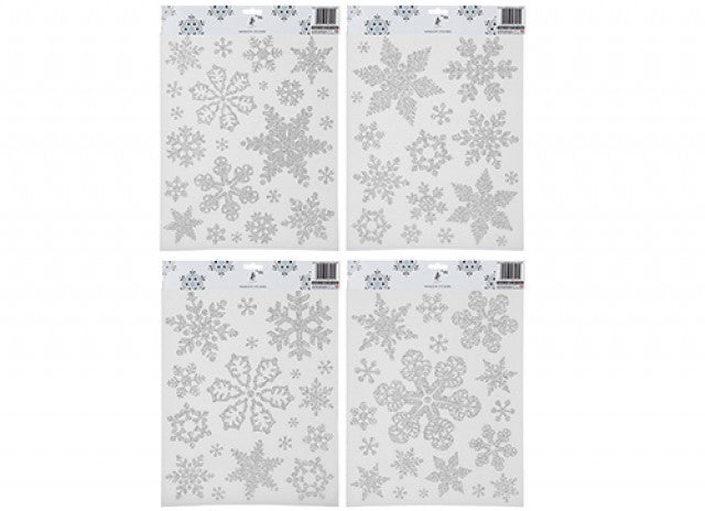 Christmas Decorations Silver Assorted Glitter Snowflake Stickers