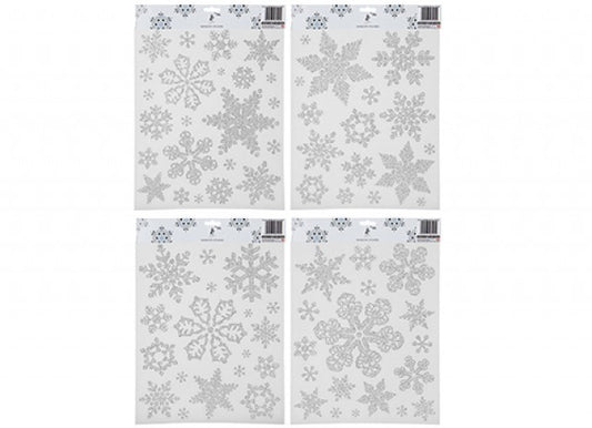 Christmas Decorations Silver Assorted Glitter Snowflake Stickers