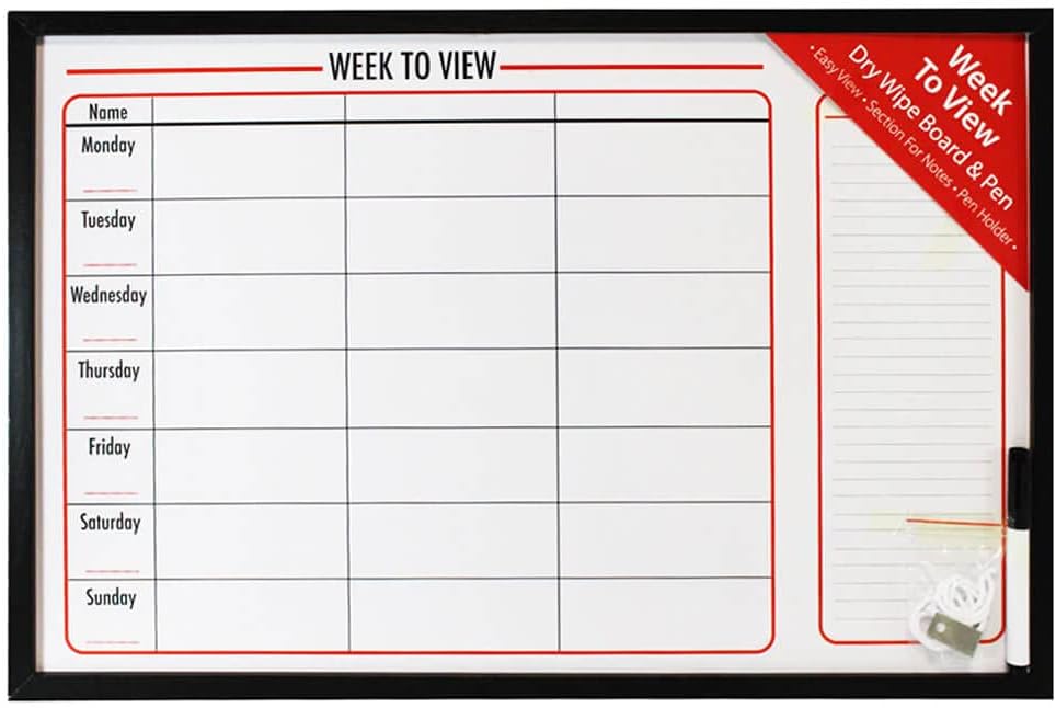 Weekly Dry wipe Planner Board