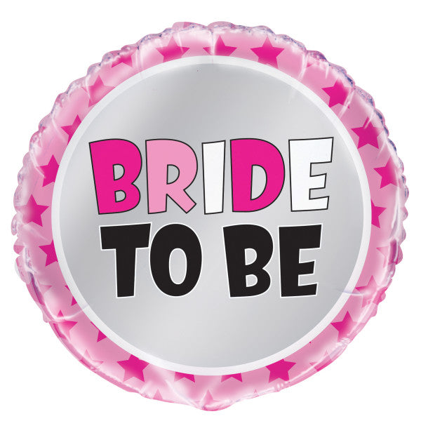 Pink Stars Bride to Be Round Foil Balloon 18"