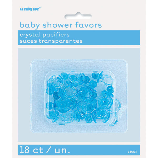 Pack of 18 1" Blue Crystal Pacifiers For Baby Shower Favors