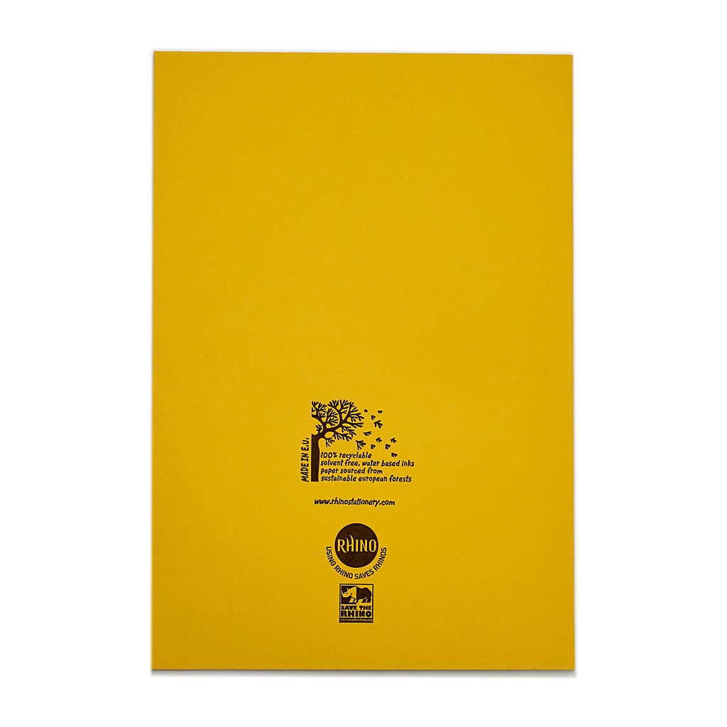 Rhino A4 48 Page Yellow with Cream Tinted Paper 10mm Squared Exercise Book