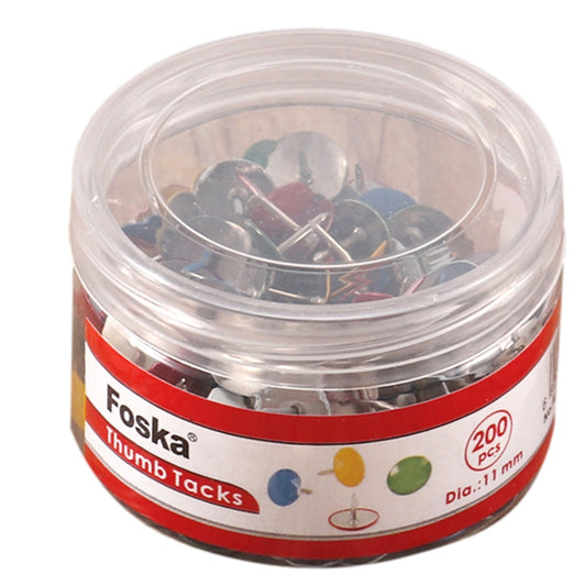 Tub of 200 Assorted Colour Metal Thumbtacks 11mm