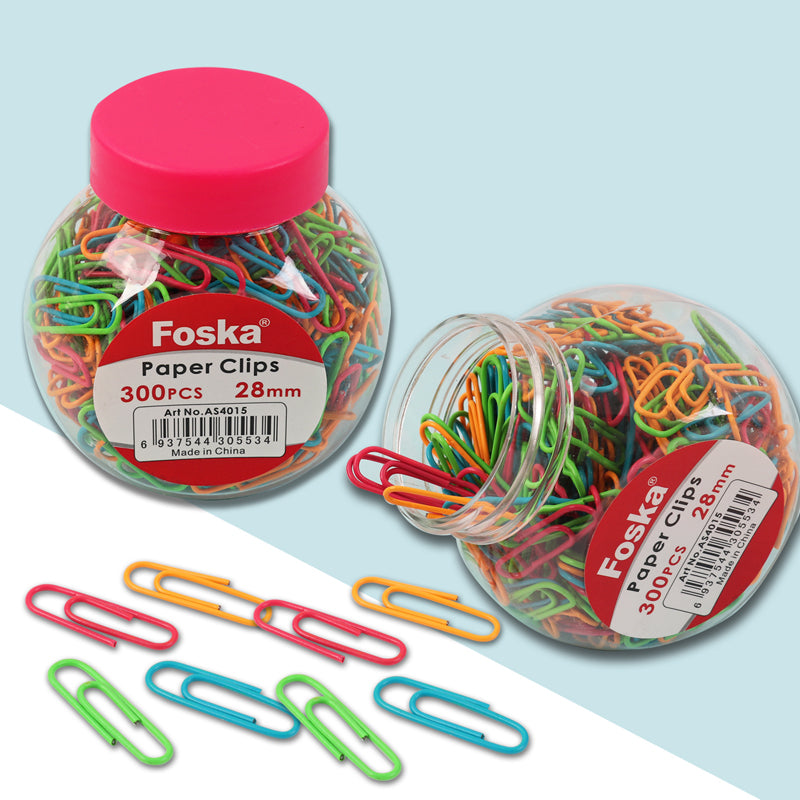 Tub of 300 Vinyl Coated Paper Clips 28mm