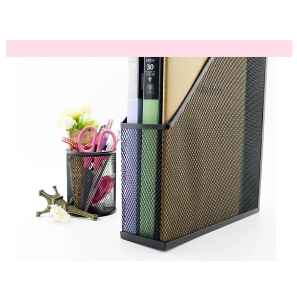 Wire Mesh Office Magazine Black Rack