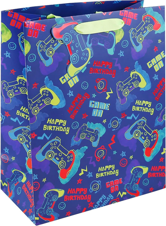 Game On Gamer Party Happy Birthday Large Gift Bag