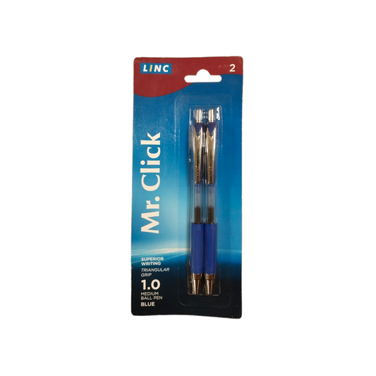 Pack of 2 Linc Mr. Click Retractable Blue Ball Pens