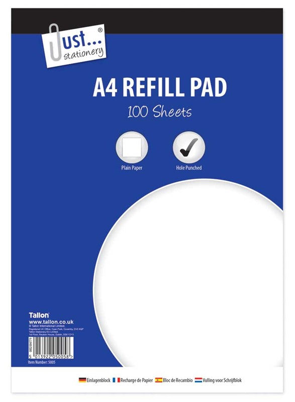 A4 Plain Refill Pad 100 Sheets