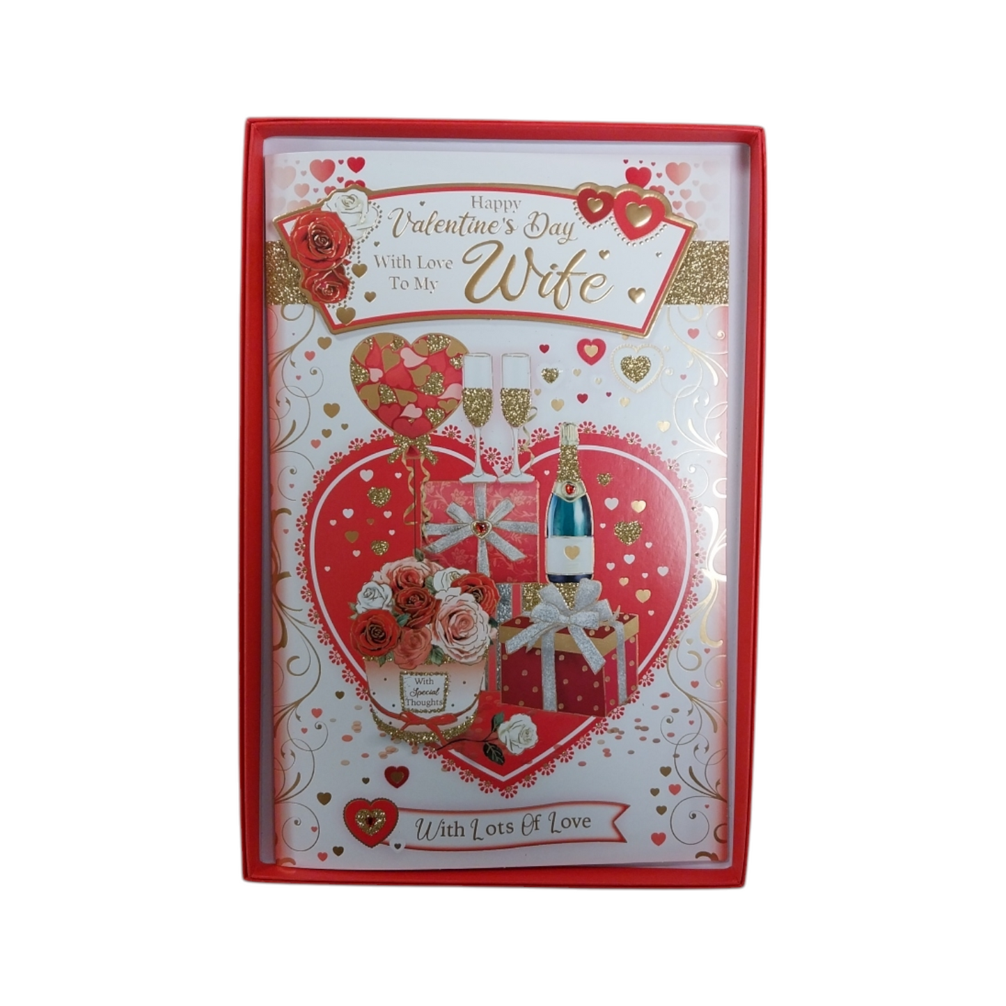 For Wife Red Heart Design With Special Thought Valentine's Day Boxed Card