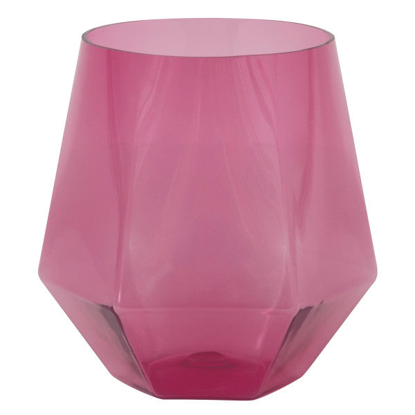 Diamond Shaped 12oz Stemless Plastic Wine Glass