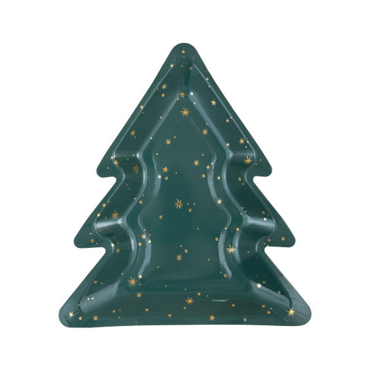 Pack of 8 Modern Christmas Tree Shaped 8.25" Dessert Plates