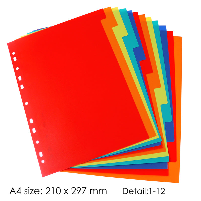 A4 12 Part Plastic Index Divider