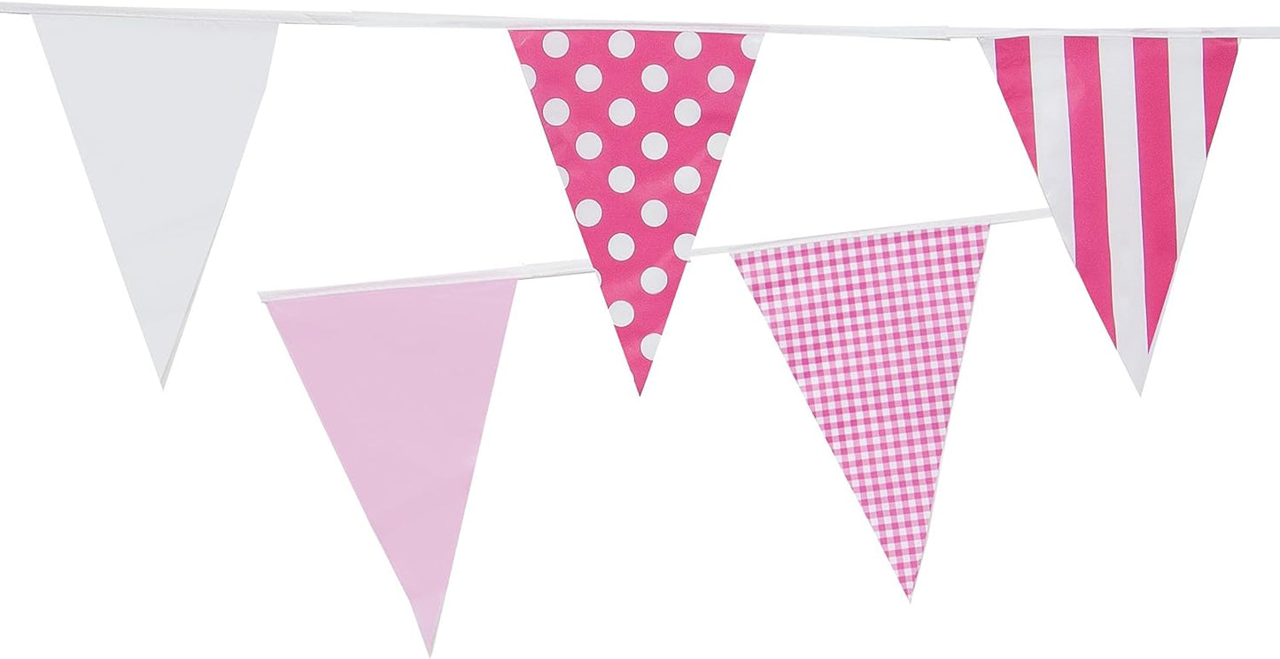 Pink Mix Bunting 10m with 20 Pennants