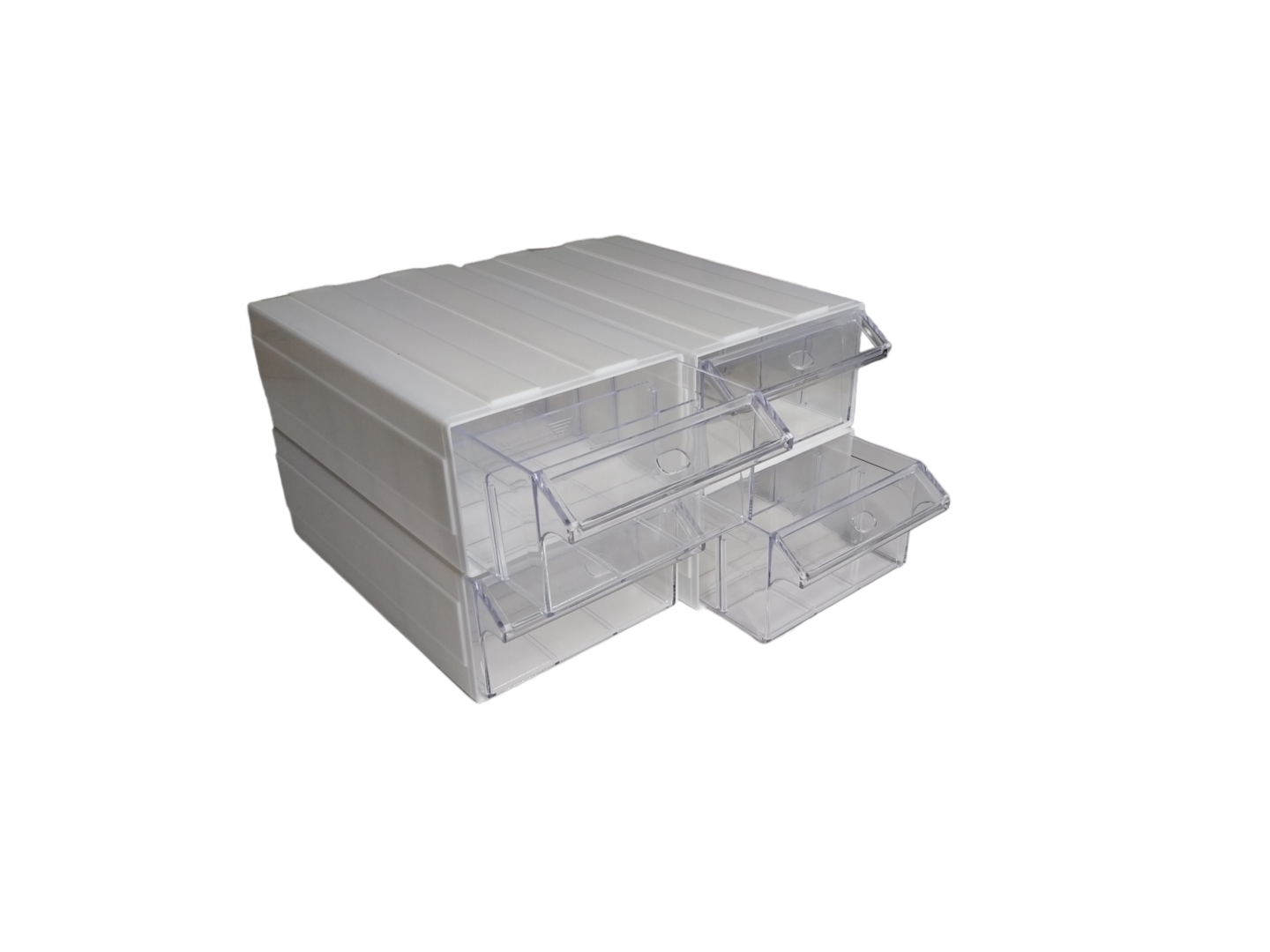 White Stackable Plastic Storage Drawers L242xW130xH76mm with Removable Compartments