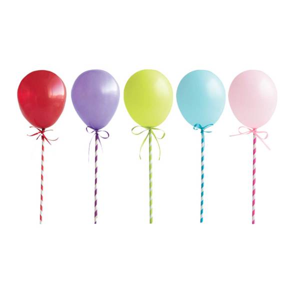 Pack of 5 Assorted Mini Balloon Stick Cake Toppers